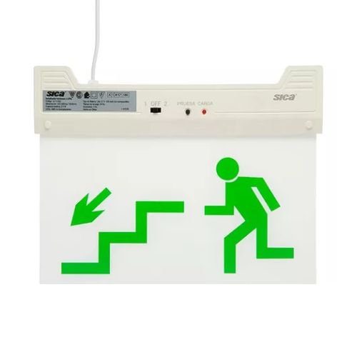 Cartel de salida escalera abajo